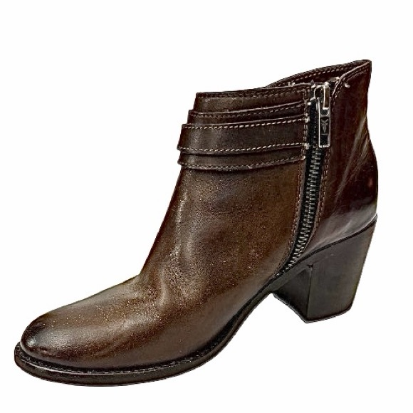 Frye Janis Gore Short Western Ankle Boots Booties Leather Dark Brown 7B Used - Picture 2 of 9